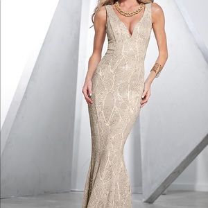 Sequin Long Dress Ivory Multi Color from Venus